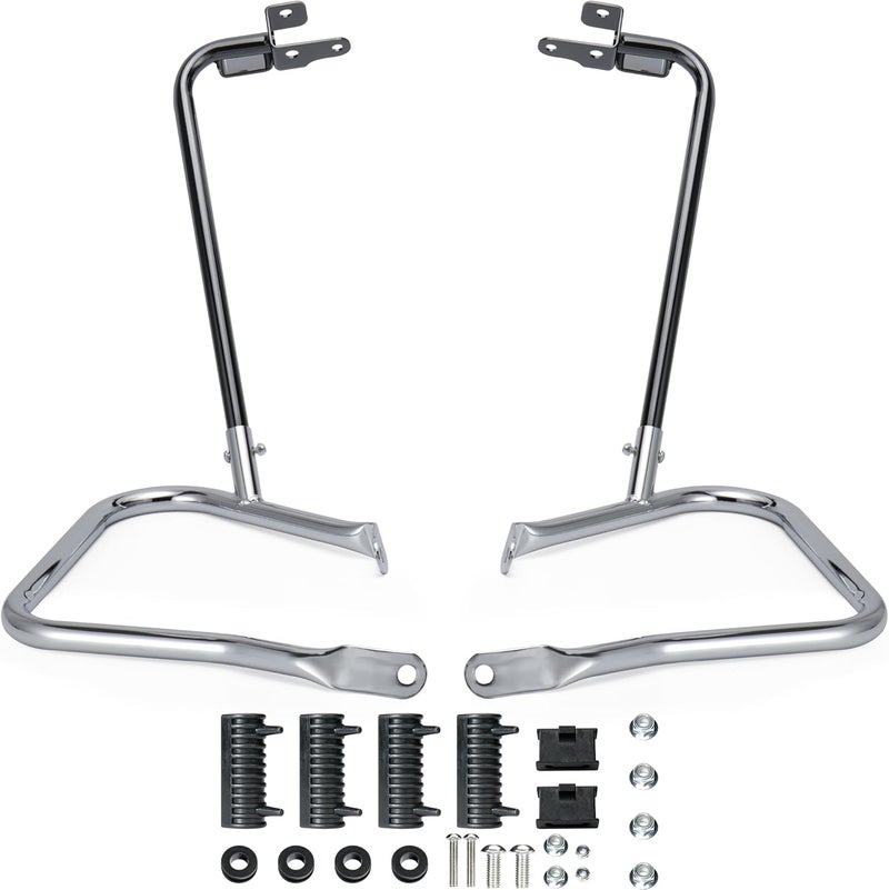 MoKitDora Touring Rear Saddlebag Bracket Guard Bars Compatible with 2014-up Harley Street Road Glide Electra Glide Road King, Chrome - Image 1